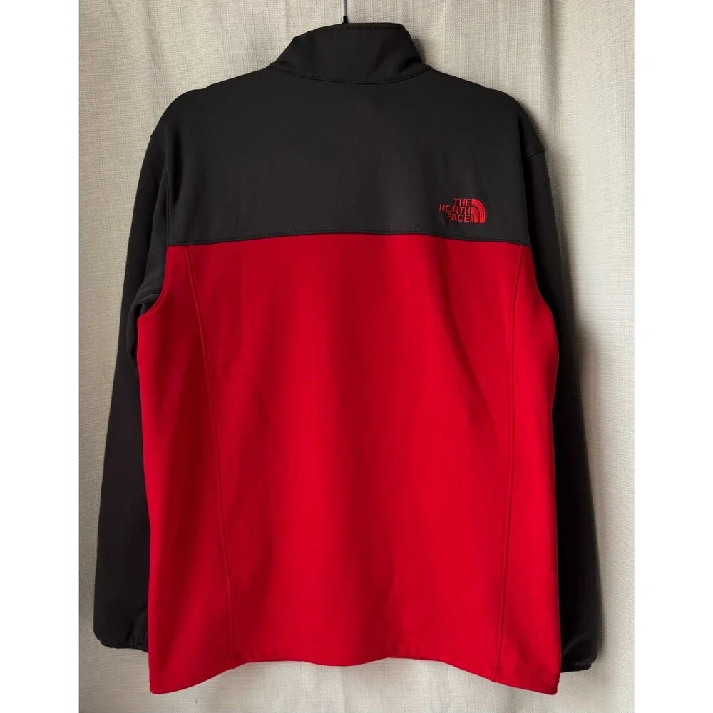 The North Face Soft Shell Jacket Mens Large Red Black Full Zip Fleece Lined